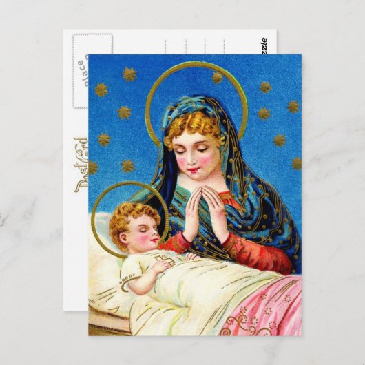 マリヤと眠れるベビーイエス ポストカード (正面/裏面)