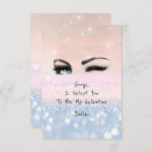 マリリンモンローピンクブルーバレンタインラブ宣言 招待状 (正面/裏面)