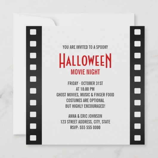 マリリン幽霊ハロウィーン映画パーティの招待状 招待状 (裏面)