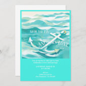マリンをテーマにした結婚式の招待状　愛の錨 招待状 (正面/裏面)