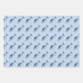マリンアルバコールマグロのパステルブルー ラッピングペーパーシート (正面2)
