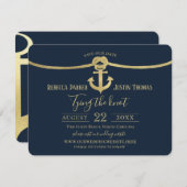 マリンアンカーとゴールドロープノット ウェディング 招待状 (正面/裏面)