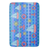 マリンウェーブレッドブルーいかりボートセール船ホイール バスマット (正面縦)