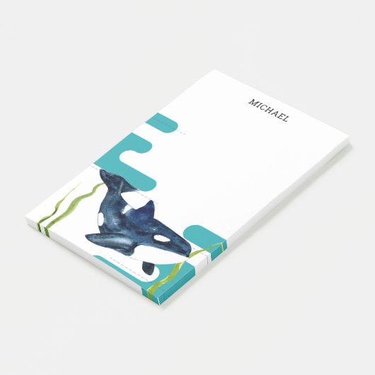 マリンウォーター色のオーカパーソナライズされた名 ポストイット (アングル)