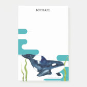 マリンウォーター色のオーカパーソナライズされた名 ポストイット (正面)