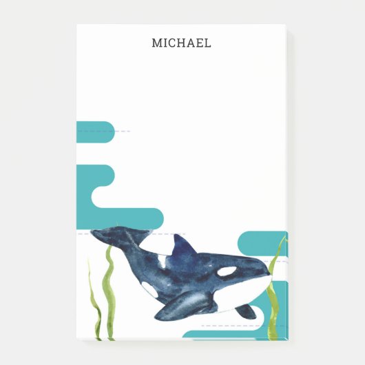 マリンウォーター色のオーカパーソナライズされた名 ポストイット (正面)
