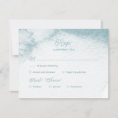 マリンウォーター色シーシェル結婚の食事の選択 出欠カード (正面)