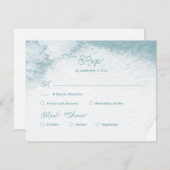 マリンウォーター色シーシェル結婚の食事の選択 出欠カード (正面/裏面)