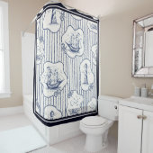 マリンエレメンツブルーホワイトライトハウスシップ シャワーカーテン (インサイチュ)