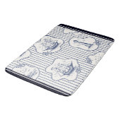 マリンエレメンツブルーホワイトライトハウスシップ バスマット (アングル)