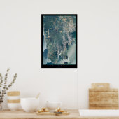 マリンカウンティCA衛星プリントタマルパイス山 ポスター (キッチン)