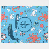 マリンカラフルライフ&ボ航海のートいかりスワドル フリースブランケット (正面(横))