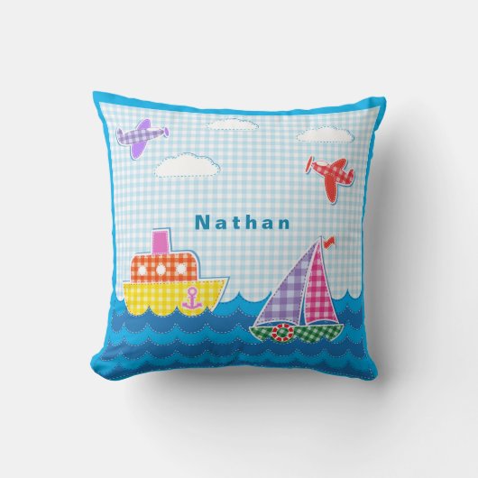 マリンクラフト海航空機のパーソナライズ青空 クッション (正面)