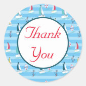 マリンセーリング ボート ありがとう ラウンドシール (正面)