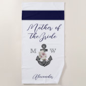 マリンテイストのウェディングフラワー アンカー ネイビー マザーオブ ビーチタオル (正面)