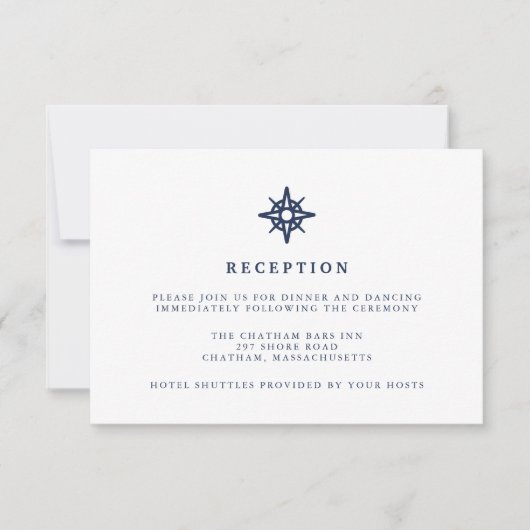 マリンテイスト | 航海用コンパス 結婚式の受付カード 招待状 (正面)