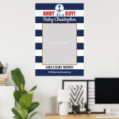 マリンテイメのウェルカムベイビー！男の子ベイビーシャワーの写真小道具 ポスター (ホームオフィス)