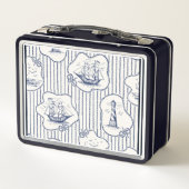 マリンテーマブルーストライプホワイトライトハウスシップ メタルランチボックス (裏面)