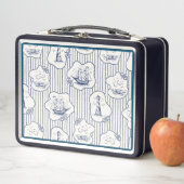マリンテーマブルーストライプホワイトライトハウスシップ メタルランチボックス (インサイチュ)