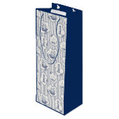 マリンテーマブルーストライプホワイトライトハウスシップ ワインギフトバッグ (裏面アングル)