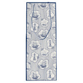 マリンテーマブルーストライプホワイトライトハウスシップ ワインギフトバッグ (裏面)