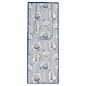 マリンテーマブルーストライプホワイトライトハウスシップ ワインギフトバッグ (正面)