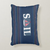 マリンテーマブルー海レガッタストライプロープライン アクセントクッション (正面(垂直))