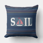 マリンテーマブルー海レガッタストライプロープライン クッション (正面)
