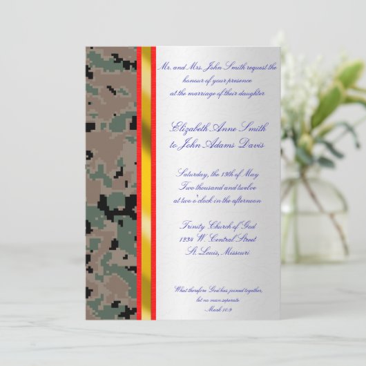 マリンデジタルカモフラージュ結婚式招待状 招待状 (スタンド正面)