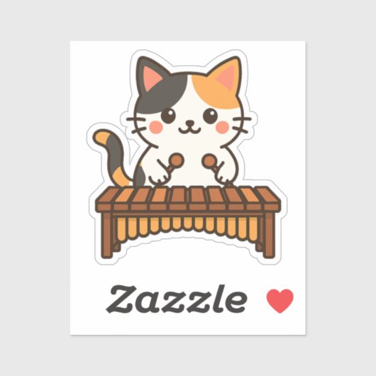 マリンバ柄の三毛猫アート シール (シート)