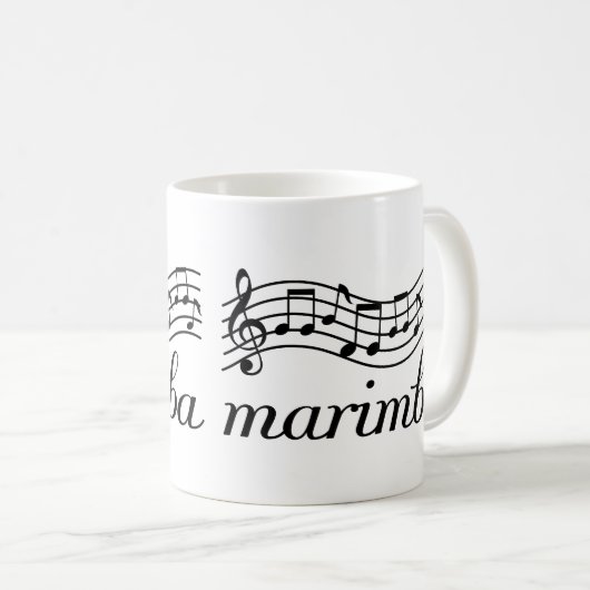 マリンバ黒い音楽スタッフ コーヒーマグカップ (正面右)