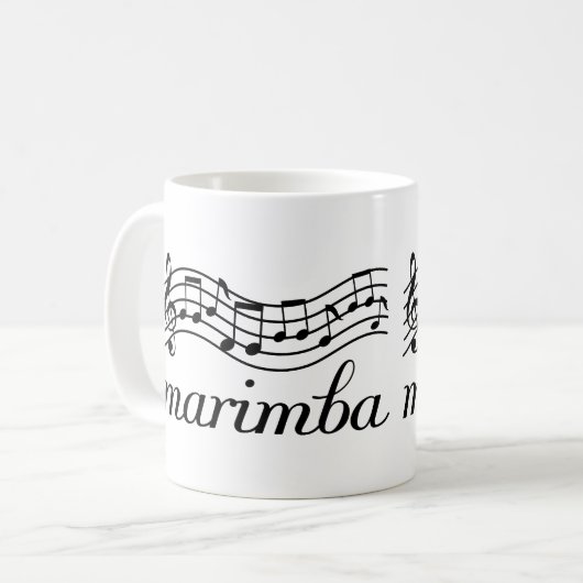マリンバ黒い音楽スタッフ コーヒーマグカップ (正面左)