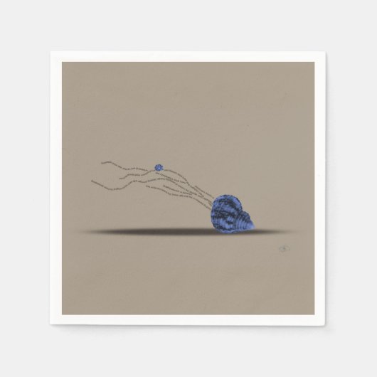 マリンビーチ シェル ベージュ ブルー ペーパーナプキン セット スタンダードカクテルナプキン (正面)