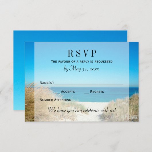 マリンブラスのビーチウェディングの出欠確認返信 出欠カード (正面/裏面)