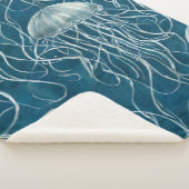 マリンブルーとホワイトゼリーの魚のパターン シェルパブランケット (3/4)