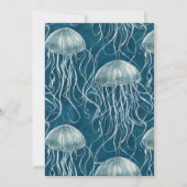 マリンブルーとホワイトゼリーの魚のパターン シーズンカード (裏面)