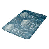 マリンブルーとホワイトゼリーの魚のパターン バスマット (アングル)
