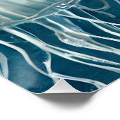 マリンブルーとホワイトゼリーの魚のパターン ポスター (コーナー)