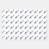 マリンブルーのマグロが白に大きい ラッピングペーパーシート (正面2)