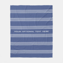マリンブルーストライプ文字カスタムフリースブランケット
