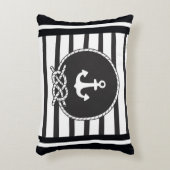 マリンブルーホワイトストライプいかりと姿8ノット アクセントクッション (正面(垂直))