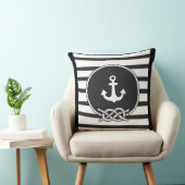 マリンブルーホワイトストライプいかりと姿8ノット クッション (椅子)