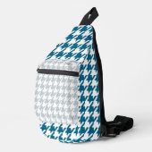 マリンブルー及びグレー淡い色ののヘリンボーン模様 スリングバッグ (右コーナー)