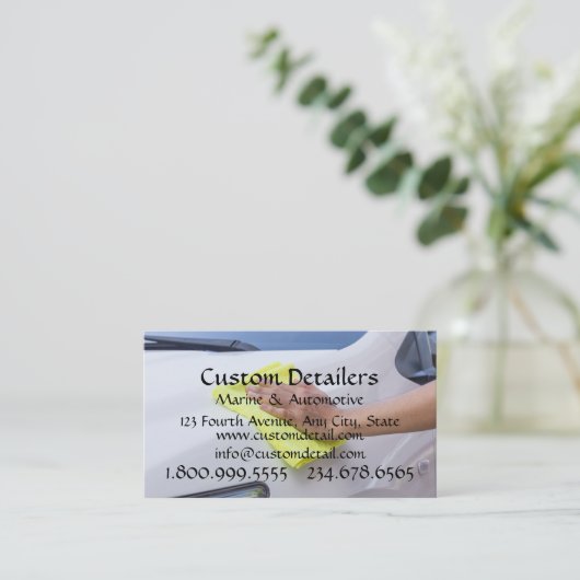 マリンブ車のライトnクリーン詳細ディテールズBusine 名刺 (スタンド正面)
