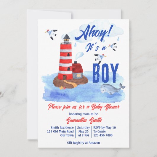 マリンベイビーシャワー航海のだよ 招待状 (正面)