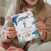 マリンライフフィッシュ&サンゴ子供の誕生日パーティー 招待状