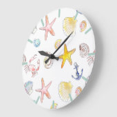 マリンライフ&いかり ラージ壁時計 (傾斜)