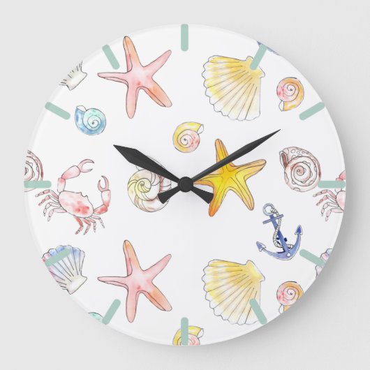 マリンライフ&いかり ラージ壁時計 (正面)