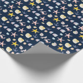 マリンライフ&いかり（暗）ラッピング紙 ラッピングペーパー (角)