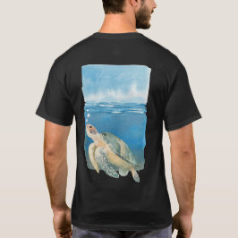 マリンライフ 海ガメ 水彩アート Tシャツ